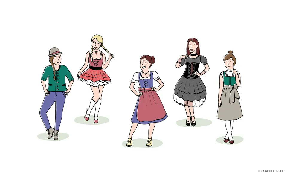 Dirndl-Illustration für die "Stuttgarter Nachrichten"