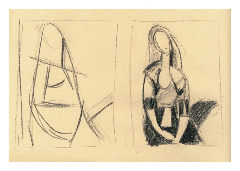 Zeichnung als Standpunkt / Kompositionsmöglichkeiten entdecken / Bsp: Modigliani, Jeanne Hebuterne
