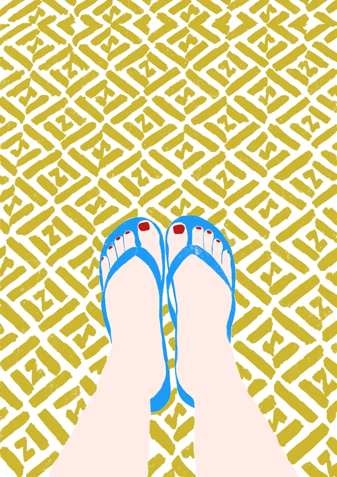 flip flops & pool tiles