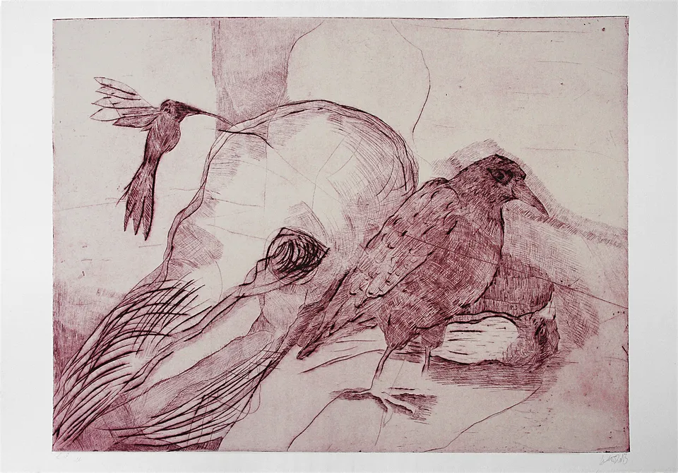 Rotes / 4 Vögel