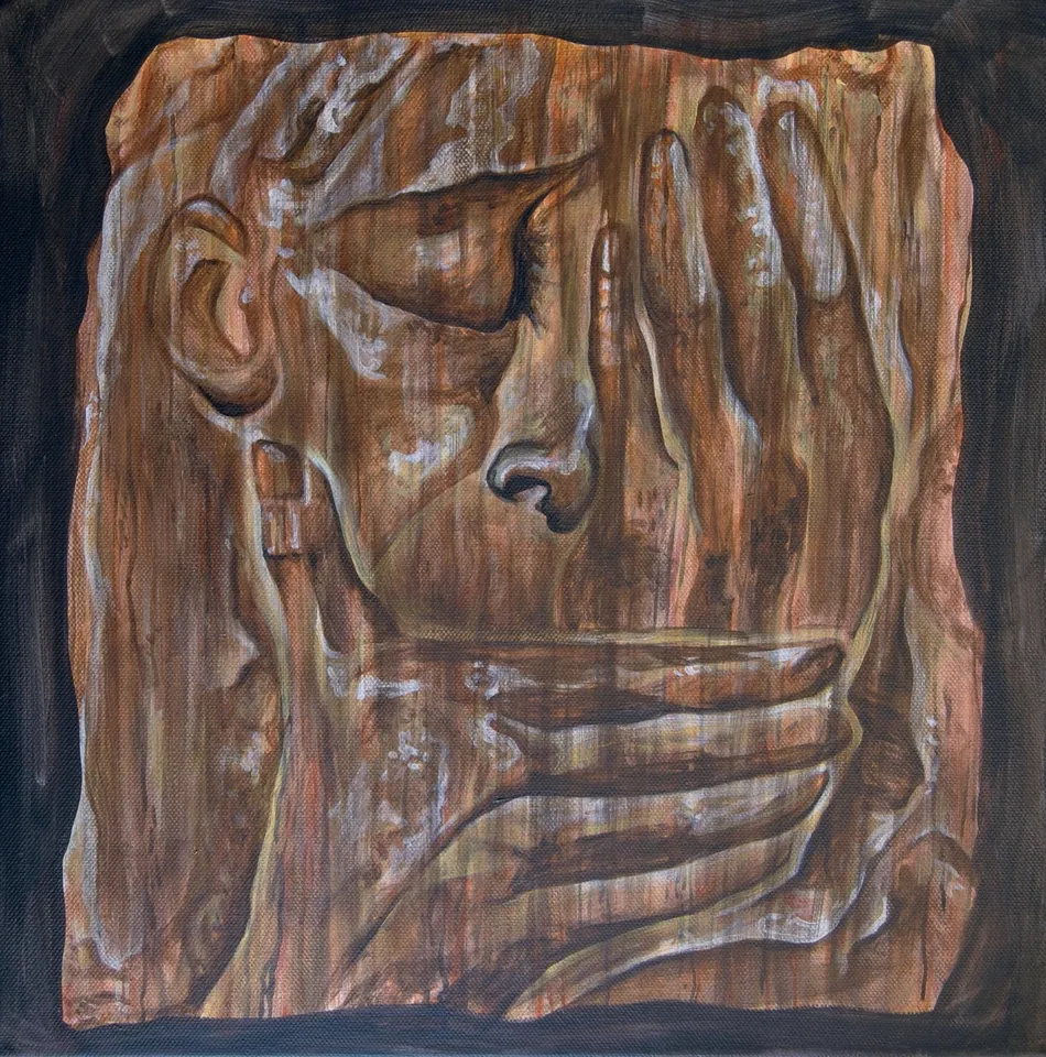Holzrelief nach Käthe Kollwitz "Klage von Barlach"